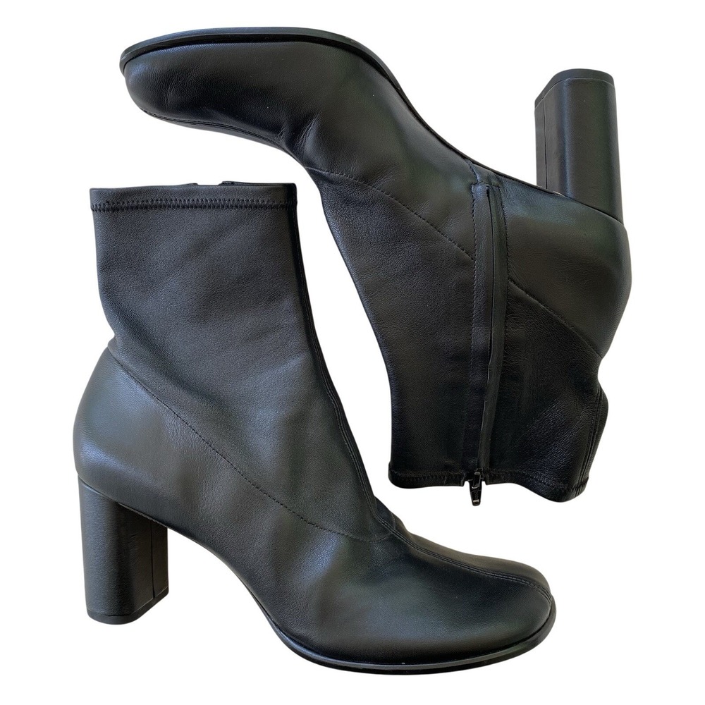 Reformation Leather Sock Boots‎ Women's Size 10 Black Ankle Stretch Classic Chic